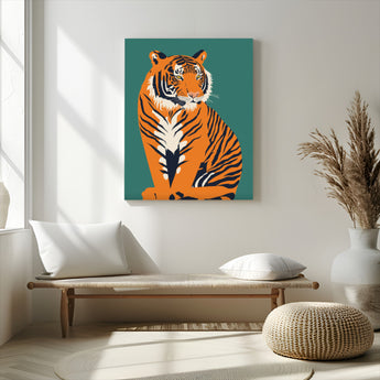 73620-MGV-CV-24X36-Tiger Wall Art – Bold Wildlife Canvas Print of Majestic Jungle Cat, Modern Animal Home Decor for Bedroom, Office, Living Room or