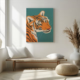 94447-MGV-CV-24X36-Tiger Portrait Wall Art – Bold Wildlife Canvas Print of Fierce Jungle Cat Face, Modern Animal Home Decor for Living Room, Office