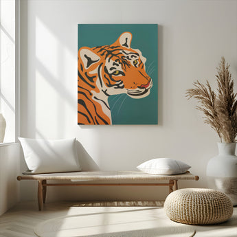 94447-MGV-CV-24X36-Tiger Portrait Wall Art – Bold Wildlife Canvas Print of Fierce Jungle Cat Face, Modern Animal Home Decor for Living Room, Office