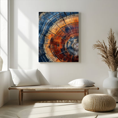 38379387-SEG-FC-90X60_Oversize_Oversize-Tree Rings Wall Art Canvas Print, Framed Wood Texture Art Picture Print, Blue Grain Perfect Earthy Modern Decor Artwork