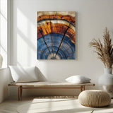 47703729-MGV-CV-24X36-Tree Rings Wall Art Canvas Print, Framed Wood Texture Art Picture Print, Blue Grain Perfect Rustic Modern Decor Artwork