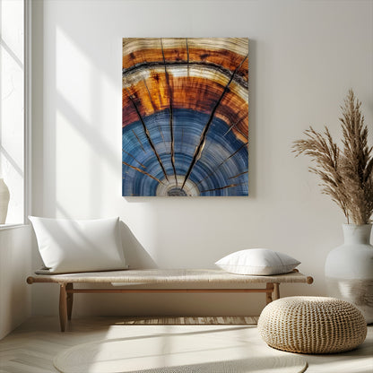 47703729-MGV-CV-24X36-Tree Rings Wall Art Canvas Print, Framed Wood Texture Art Picture Print, Blue Grain Perfect Rustic Modern Decor Artwork