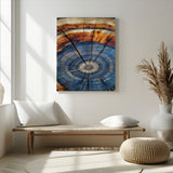 58959380-MGV-CV-24X36-Tree Rings Wall Art Canvas Print, Framed Wood Texture Art Picture Print, Blue Grain Perfect Rustic Modern Decor Artwork