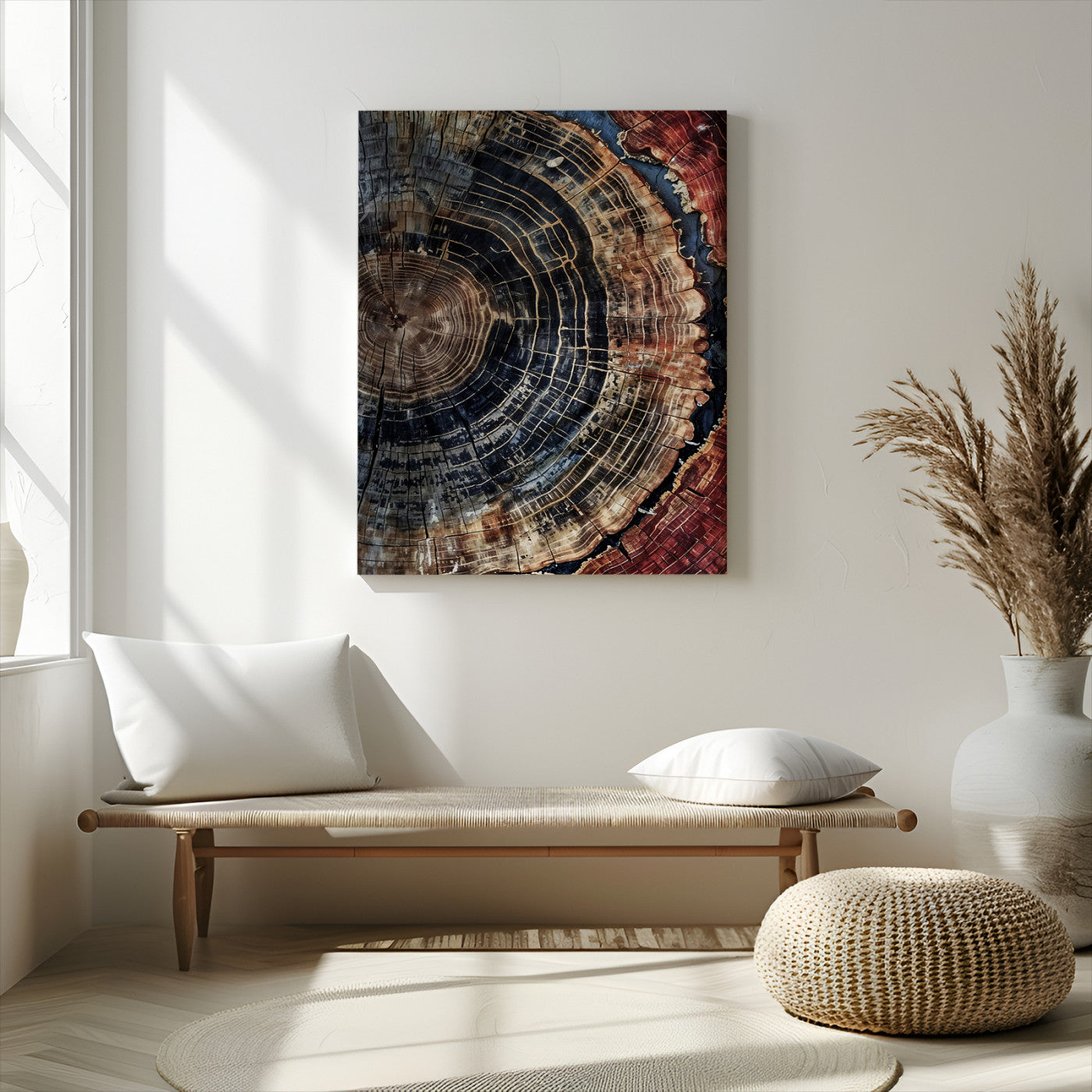 41832869-MGV-CV-24X36-Tree Rings Wall Art Canvas Print, Framed Wood Grain Art Picture Print, Rustic Texture Perfect Rustic Nature Decor Artwork