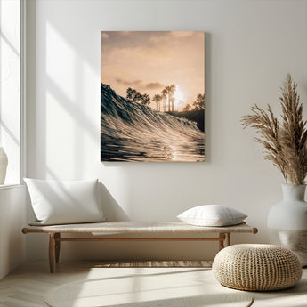 50270635-MGV-CV-24X36-Golden Hour Ocean Wall Art Canvas Print, Framed Beach Sunset Art Picture Print, Palm Trees Perfect Tropical Coastal Decor Artwork
