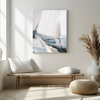 95570785-MGV-CV-24X36-Sailing Boat Wall Art Canvas Print, Framed Bright Nautical Art Picture Print, Sailing Sea Perfect Coastal Minimalist Decor Artwork
