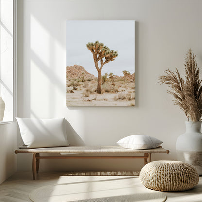 80210318-MGV-CV-24X36-Joshua Tree Wall Art Canvas Print, Framed Desert Minimalism Art Picture Print, Neutral Earth Tones Perfect Southwestern Minimalist