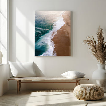 46042804-MGV-CV-24X36-Aerial Beach Wall Art Canvas Print, Framed Coastal Waves Art Picture Print, Turquoise Ocean Perfect Modern Coastal Decor Artwork