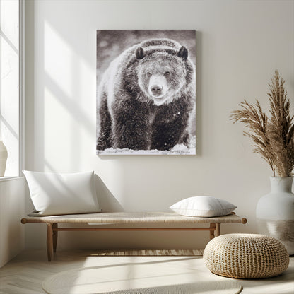 37297892-MGV-CV-24X36-Bison Portrait Wall Art Canvas Print, Framed Rustic Wall Accent Art Picture Print, Lodge Style Perfect Rustic Lodge Decor Artwork