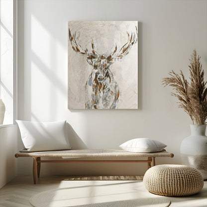 79642067-MGV-CV-24X36-Abstract Deer Wall Art Canvas Print, Framed Lodge Style Decor Art Picture Print, Rustic Animal Wall Perfect Lodge Cabin Style