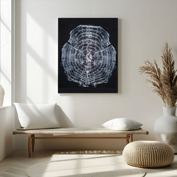 67859667-MGV-CV-24X36-Tree Ring Wall Art Wall Art Canvas Print, Framed Wood Slice Canvas Art Picture Print, Monochrome Nature Decor Perfect Modern
