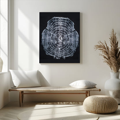 67859667-MGV-CV-24X36-Tree Ring Wall Art Wall Art Canvas Print, Framed Wood Slice Canvas Art Picture Print, Monochrome Nature Decor Perfect Modern