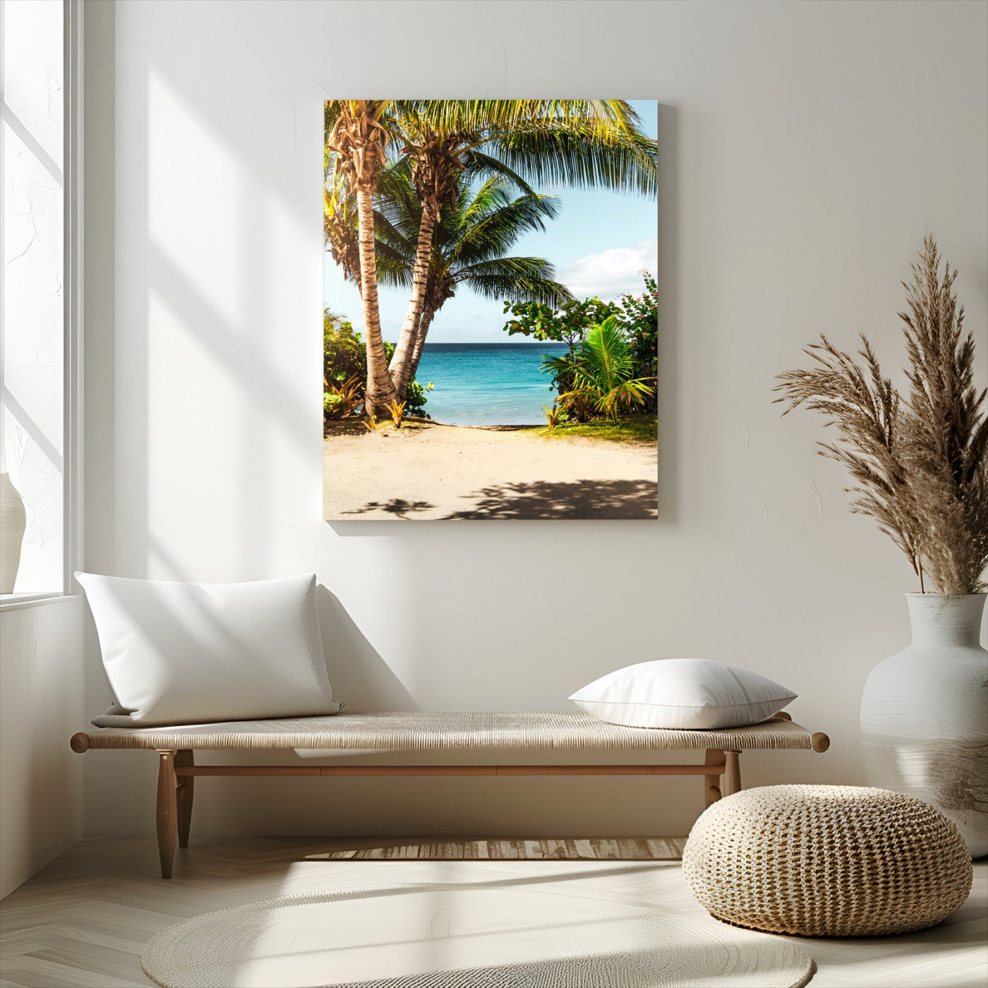 10046923-MGV-CV-24X36-Palm Tree Canvas Wall Art Canvas Print, Framed Coastal Wall Art Art Picture Print, Island Wall Decor Perfect Coastal Tropical