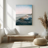 65283502-MGV-CV-24X36-Ocean Waves Wall Art Canvas Print, Framed Coastal Serenity Art Picture Print, Golden Hour Perfect Modern Coastal Decor Artwork