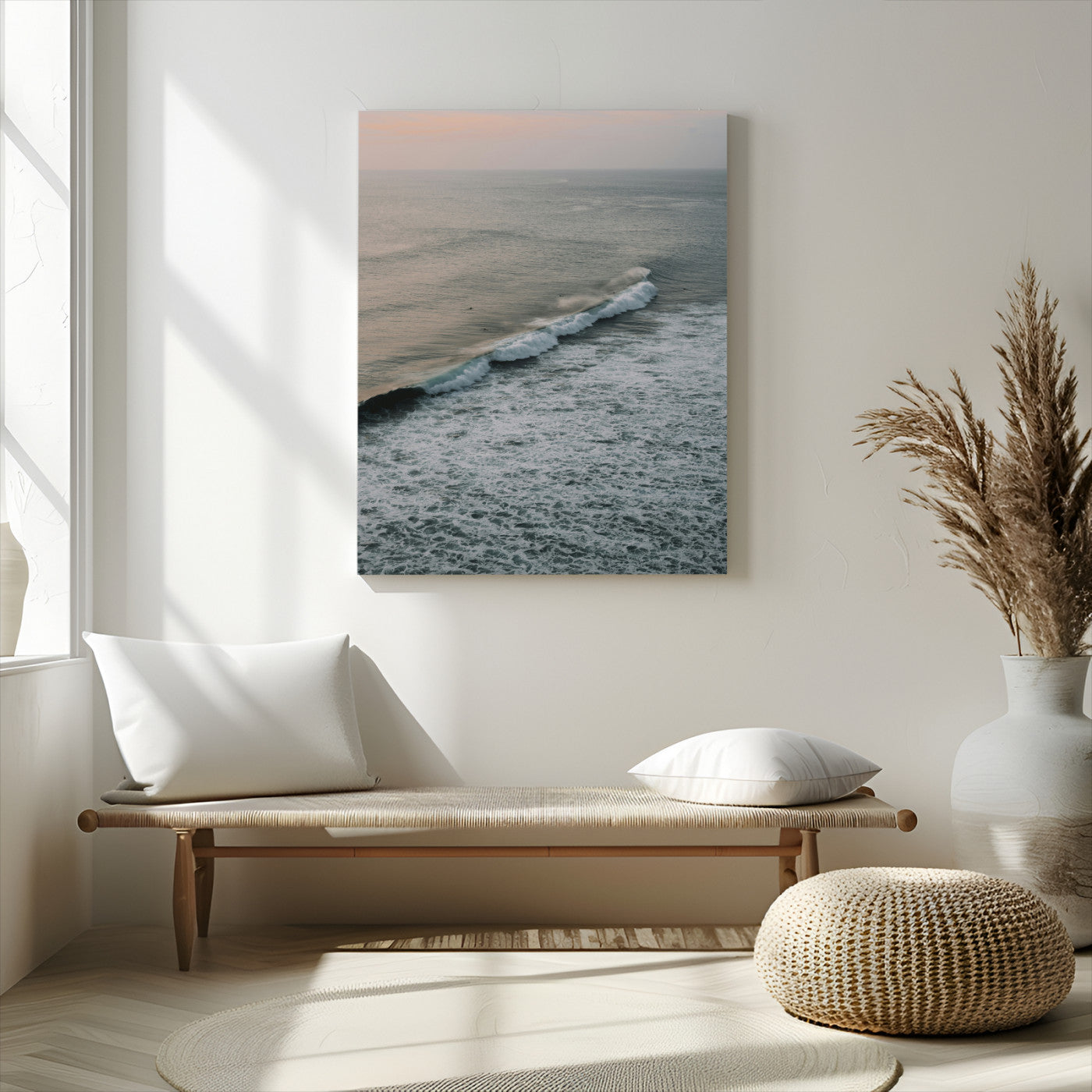 88999168-MGV-CV-24X36-Ocean Waves Wall Art Canvas Print, Framed Coastal Serenity Art Picture Print, Relaxing Ocean Perfect Modern Coastal Decor Artwork
