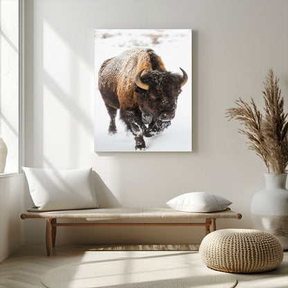 19448944-MGV-CV-24X36-Winter Wilderness Wall Art Canvas Print, Framed Brown Tones Art Picture Print, Nature Close-Up Perfect Rustic Lodge Decor Decor