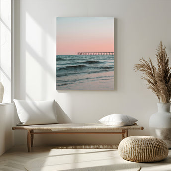 89450227-MGV-CV-24X36-Minimalist Seascape Wall Art Canvas Print, Framed Soft Pastel Sunset Art Picture Print, Tranquil Ocean Perfect Minimalist Coastal