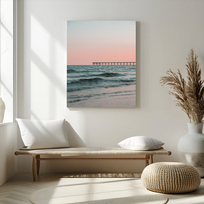 89450227-MGV-CV-24X36-Minimalist Seascape Wall Art Canvas Print, Framed Soft Pastel Sunset Art Picture Print, Tranquil Ocean Perfect Minimalist Coastal