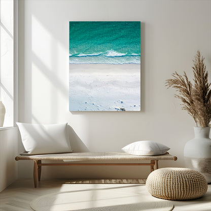 26150405-MGV-CV-24X36-Soft Waves Wall Art Canvas Print, Framed Seaside Escape Art Picture Print, Minimalist Beach Aesthetic Perfect Coastal Minimalist