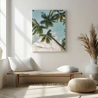 80452931-MGV-CV-24X36-Tropical Palm Trees Wall Art Canvas Print, Framed Coastal Nature Art Picture Print, Relaxing Summer Vibes Perfect Boho Coastal