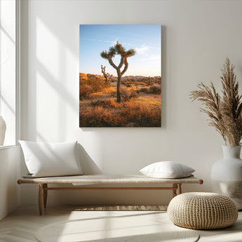 90776393-MGV-CV-24X36-Joshua Tree Wall Art Canvas Print, Framed Golden Hour Desert Art Picture Print, Sunset Glow Perfect Southwestern Boho Decor
