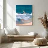 97740681-MGV-CV-24X36-Aerial Beach View Wall Art Canvas Print, Framed Ocean Waves Art Picture Print, Coastal Serenity Perfect Coastal Minimalist Decor