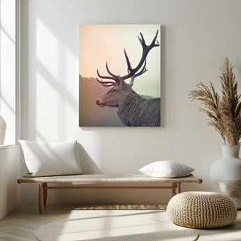 22632976-MGV-CV-24X36-Deer Canvas Print Wall Art Canvas Print, Framed Woodland Animal Decor Art Picture Print, Rustic Lodge Wall Art Perfect Rustic