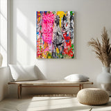 23129-MGV-CV-24X36-Street Love Wall Art Canvas Print, Framed Pop Graffiti Art Picture Print, Neon Lettering Perfect Urban Pop Decor Artwork