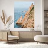 74527880-MGV-CV-24X36-Cliff Divers Wall Art Canvas Print, Framed Ocean Adventure Art Picture Print, Coastal Movement Perfect Adventurous Coastal Decor