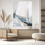 95570785-MGV-CV-24X36-Sailing Boat Wall Art Canvas Print, Framed Bright Nautical Art Picture Print, Sailing Sea Perfect Coastal Minimalist Decor Artwork