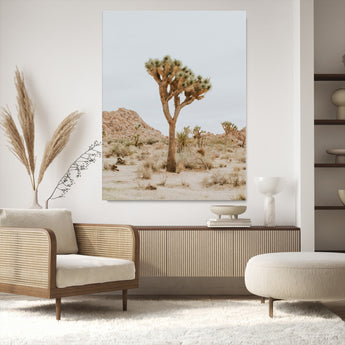 80210318-MGV-CV-24X36-Joshua Tree Wall Art Canvas Print, Framed Desert Minimalism Art Picture Print, Neutral Earth Tones Perfect Southwestern Minimalist