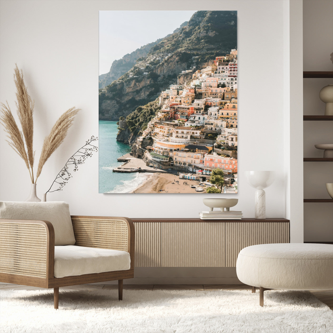 28897019-MGV-CV-24X36-Positano Coastline Wall Art Canvas Print, Framed Amalfi Architecture Art Picture Print, Italian Riviera Perfect Mediterranean