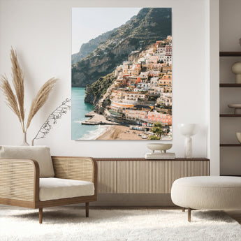 28897019-MGV-CV-24X36-Positano Coastline Wall Art Canvas Print, Framed Amalfi Architecture Art Picture Print, Italian Riviera Perfect Mediterranean
