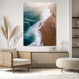 46042804-MGV-CV-24X36-Aerial Beach Wall Art Canvas Print, Framed Coastal Waves Art Picture Print, Turquoise Ocean Perfect Modern Coastal Decor Artwork
