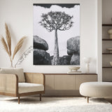 60628080-MGV-CV-24X36-Bold Tree Silhouette Wall Art Canvas Print, Framed Sculptural Tree Shape Art Picture Print, Desert Tree Perfect Modern Desert