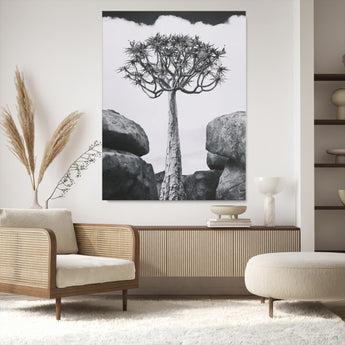 60628080-MGV-CV-24X36-Bold Tree Silhouette Wall Art Canvas Print, Framed Sculptural Tree Shape Art Picture Print, Desert Tree Perfect Modern Desert