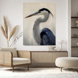 60171823-MGV-CV-24X36-Blue Heron Wall Art Canvas Print, Framed Coastal Bird Theme Art Picture Print, Minimalist Wildlife Perfect Coastal Minimalist