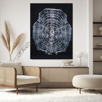 67859667-MGV-CV-24X36-Tree Ring Wall Art Wall Art Canvas Print, Framed Wood Slice Canvas Art Picture Print, Monochrome Nature Decor Perfect Modern