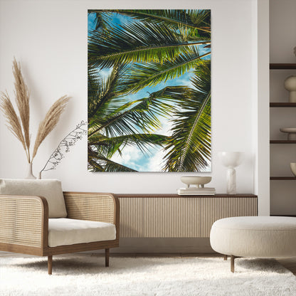 31086560-MGV-CV-24X36-Palm Leaves Wall Art Canvas Print, Framed Tropical Vibes Art Picture Print, Green Foliage Perfect Tropical Boho Decor Artwork