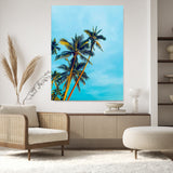 62885569-MGV-CV-24X36-Palm Trees Wall Art Canvas Print, Framed Tropical Vibes Art Picture Print, Blue Sky Perfect Coastal Boho Decor Artwork