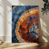 38379387-SEG-FC-90X60_Oversize_Oversize-Tree Rings Wall Art Canvas Print, Framed Wood Texture Art Picture Print, Blue Grain Perfect Earthy Modern Decor Artwork