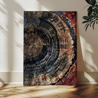 41832869-MGV-CV-24X36-Tree Rings Wall Art Canvas Print, Framed Wood Grain Art Picture Print, Rustic Texture Perfect Rustic Nature Decor Artwork