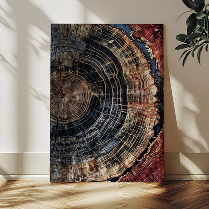 41832869-MGV-CV-24X36-Tree Rings Wall Art Canvas Print, Framed Wood Grain Art Picture Print, Rustic Texture Perfect Rustic Nature Decor Artwork