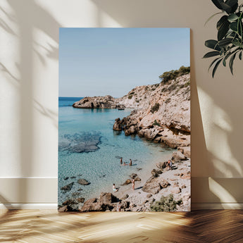 97854283-MGV-CV-24X36-Turquoise Cove Wall Art Canvas Print, Framed Ibiza Beach Art Picture Print, Mediterranean Shore Perfect Boho Coastal Decor Artwork