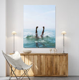 14351555-MGV-CV-24X36-Ocean Splash Wall Art Canvas Print, Framed Playful Beach Art Picture Print, Coastal Summer Perfect Coastal Contemporary Decor