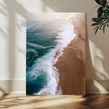 46042804-MGV-CV-24X36-Aerial Beach Wall Art Canvas Print, Framed Coastal Waves Art Picture Print, Turquoise Ocean Perfect Modern Coastal Decor Artwork