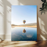 98091684-MGV-CV-24X36-Hot Air Balloon Wall Art Canvas Print, Framed Flight Reflection Art Picture Print, Peaceful Lakeside Perfect Modern Minimalist