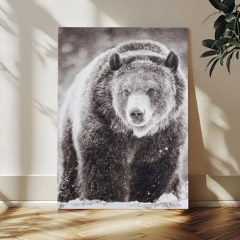 37297892-MGV-CV-24X36-Bison Portrait Wall Art Canvas Print, Framed Rustic Wall Accent Art Picture Print, Lodge Style Perfect Rustic Lodge Decor Artwork