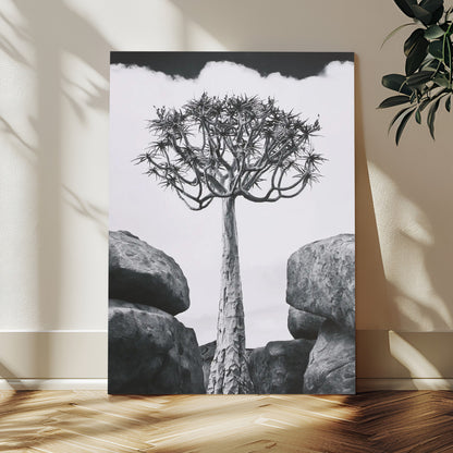 60628080-MGV-CV-24X36-Bold Tree Silhouette Wall Art Canvas Print, Framed Sculptural Tree Shape Art Picture Print, Desert Tree Perfect Modern Desert