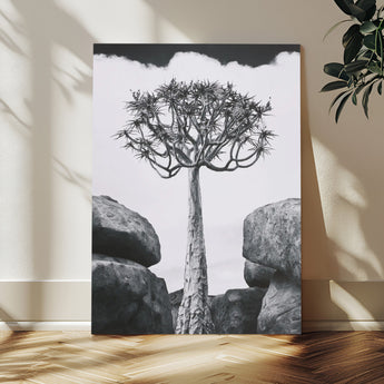60628080-MGV-CV-24X36-Bold Tree Silhouette Wall Art Canvas Print, Framed Sculptural Tree Shape Art Picture Print, Desert Tree Perfect Modern Desert